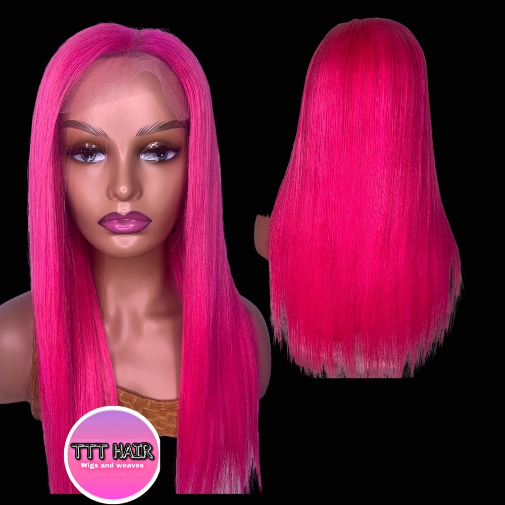 Pink transparent 5x5 transparent lace closure wig
